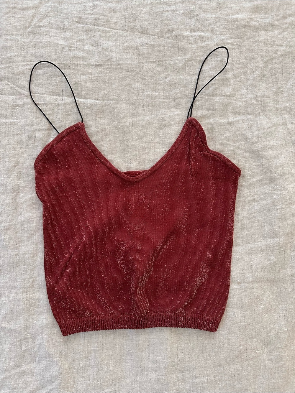 Free People Maroon Sparkle Cropped Cami